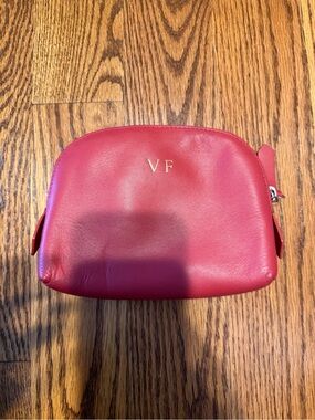 Red Leather Cosmetic Pouch by Royce